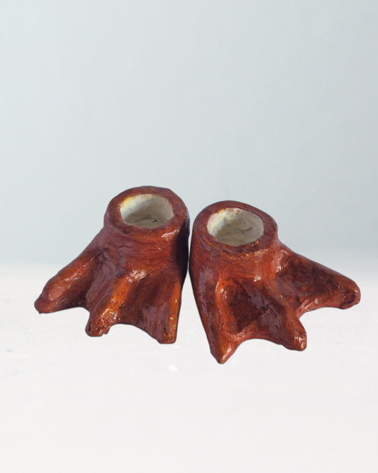 Clay Duck Feet Candle Holder