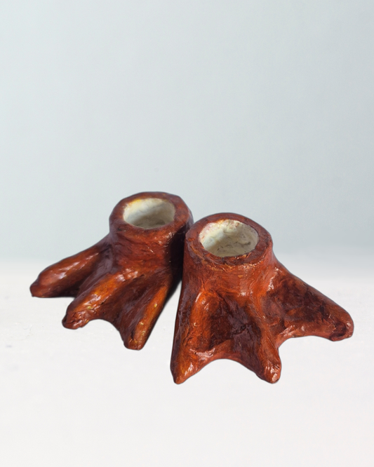 Clay Duck Feet Candle Holder